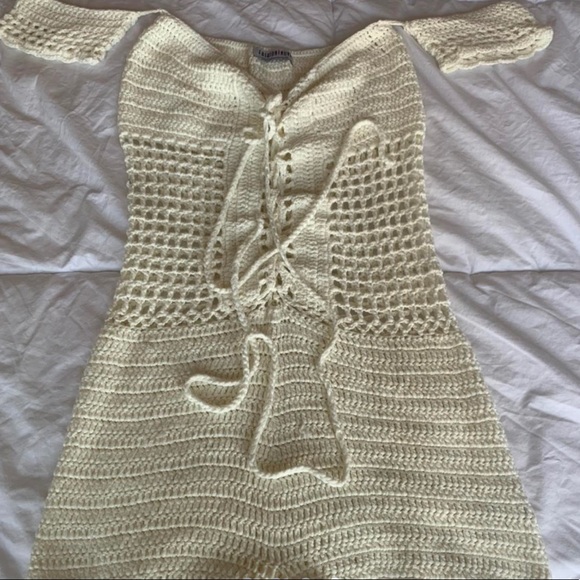 ivory/white crotchet romper off-shoulder, size s - Picture 4 of 4